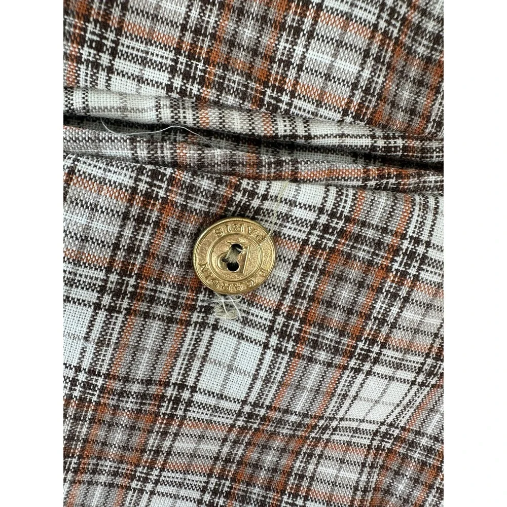 Pierre Cardin Plaid Pants Vintage Brown White Checkered Trousers Kids Size